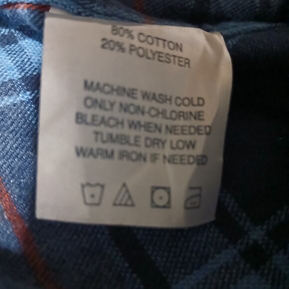 SMITH'S Work Wear Men's XL Deep Blue/Grey Plaid Flannel Easy Care Long-Sleeved - Picture 11 of 11